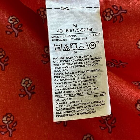 Gap Women's Floral Button Down Summer Shirt/Top. Size Medium. 100% Cotton - Picture 6 of 10